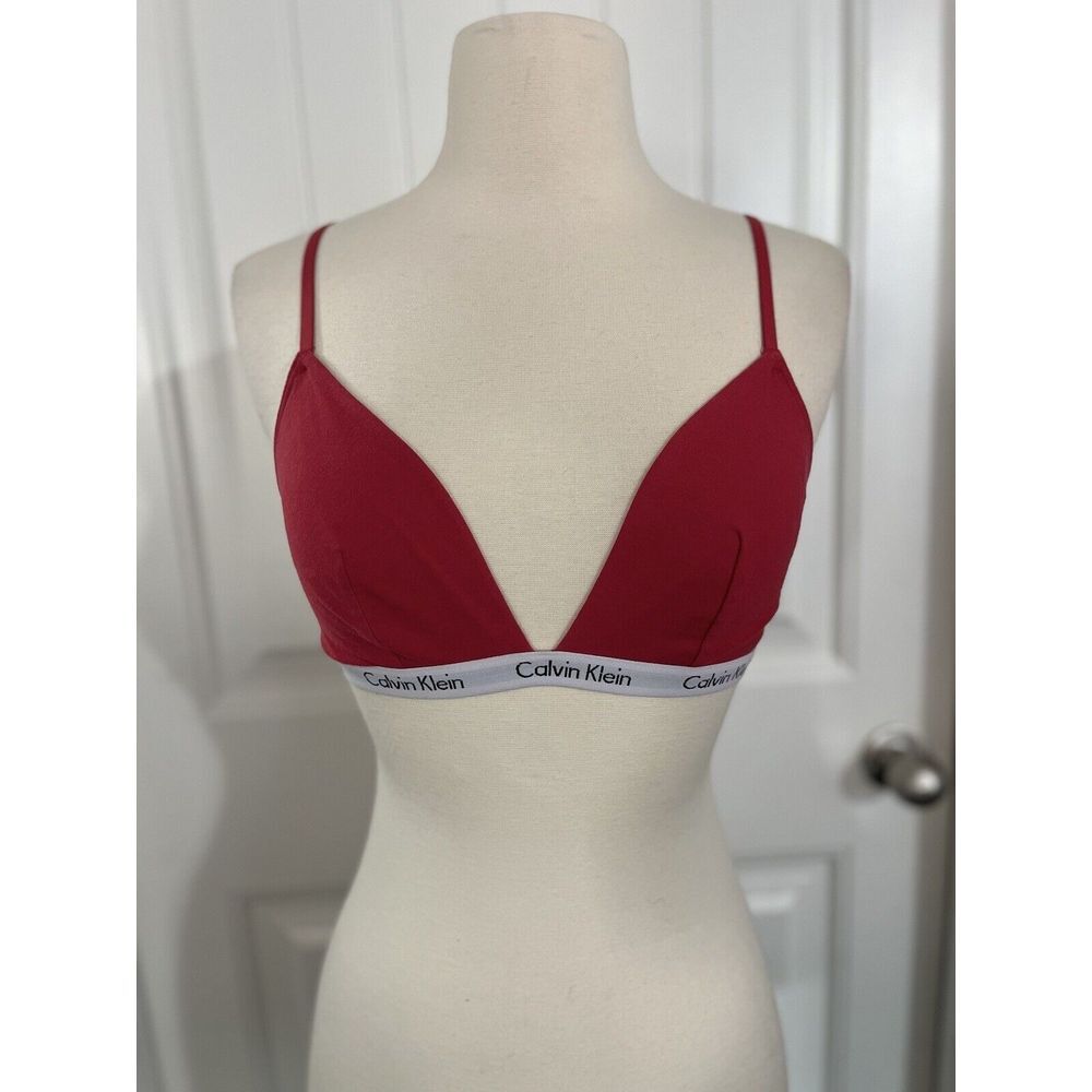 Calvin Klein Ultimate Bralette Red Logo Band Women's Large Vintage‎ Style 051